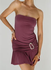 Love Lingers Strapless Mini Dress Burgundy