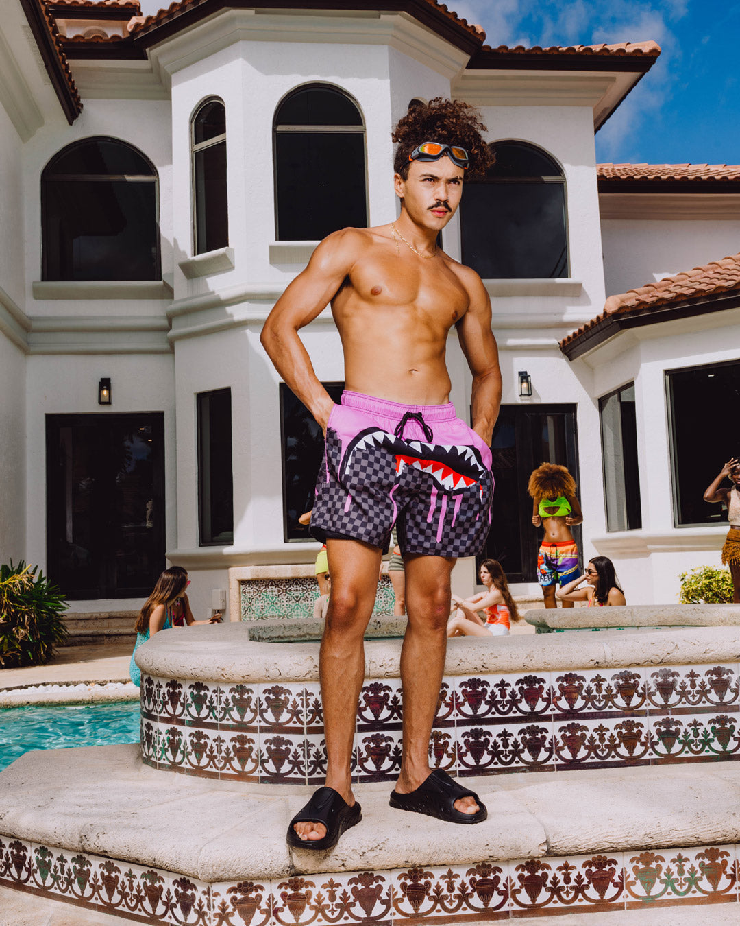 OCEAN DRIP CHECK SWIM SHORT
